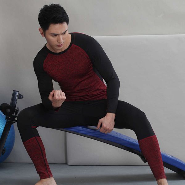 

men's jersey set breathable stretch sports fitness suit compression, Gray