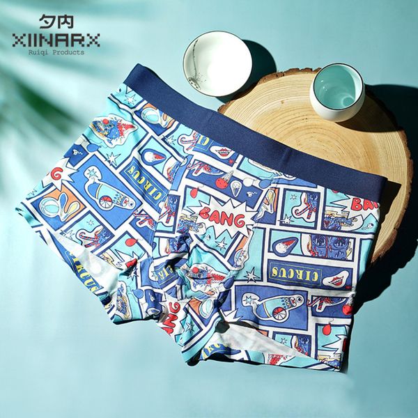 

xinei 2021 autumn winter underwear modal tracels cartoon world middle waist flat men's personalized printing, White;black