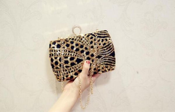 

2022 women lady gold sequins crystal bridal handbag clutch party wedding purse evening bag 04