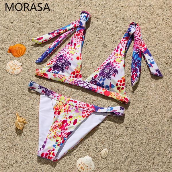 

two-piece suits bikini 2021 swimsuit color leopard print with knotted shoulder strap swimwear women bathing suit set beachwear biquini