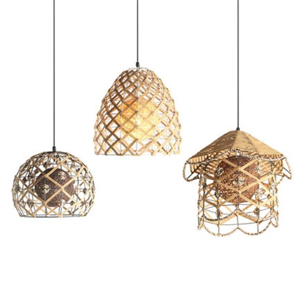

pendant lamps hand woven spherical chandelier porch resort lamp pastoral style