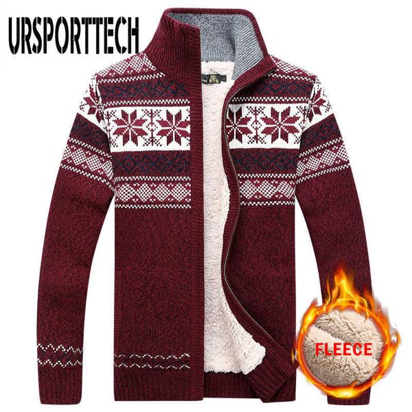 

cardigan men's sweater warm velvet sweatercoat winter wool cardigan male casual thicken warm fleece christmas sweater for man 210929, White;black