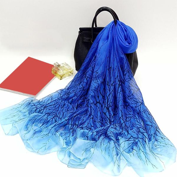 

scarves floral pattern travel fashion holiday women scarf long shawl beach sunscreen casual soft chiffon all season lightweight gift, Blue;gray