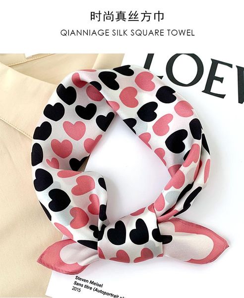

fashion sweet love new style 100% silk small square scarf female spring summer neckerchief elegant women's hairband 53cm bandana, Blue;gray
