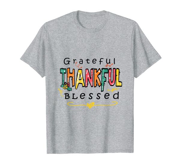 

grateful thankful blessed thanksgiving autumn fall lover t-shirt, White;black