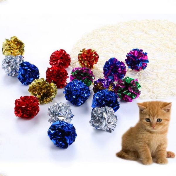 

cat toys 12pcs colorful crinkle foil balls kitten sound paper toy mylar