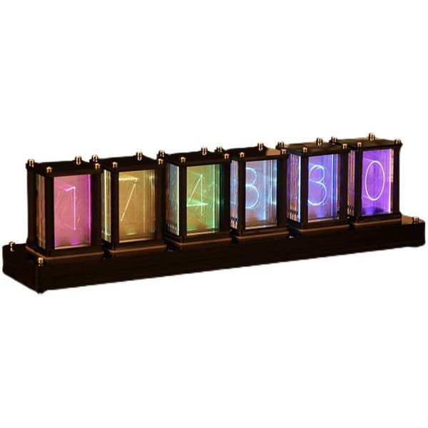 

desk & table clocks luxury rgb nixie tube clock wood diy creative deskelectronic digital silent watches living room gift
