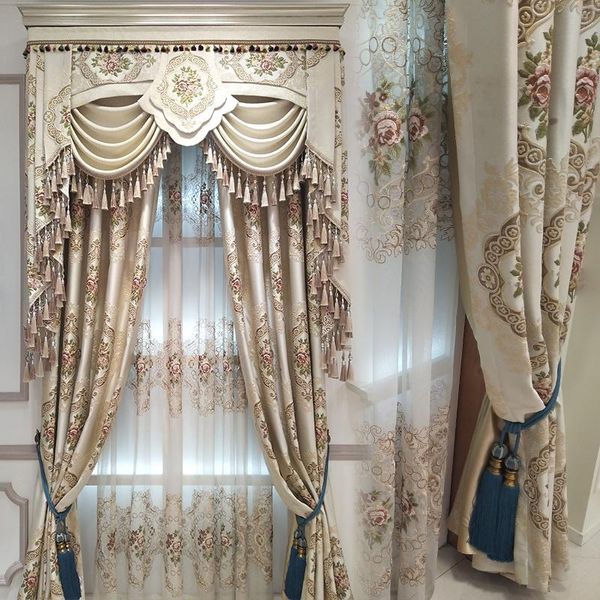 

curtain & drapes 2021 curtains for living room luxury atmospheric european-style bedroom shading embossed gauze window door villa