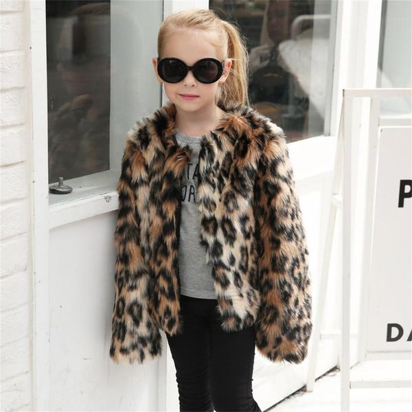 

jackets 2021 vogue girls winter korean baby toddler clothes faux fur fleece leopard coats kids warm jacket outerwear, Blue;gray