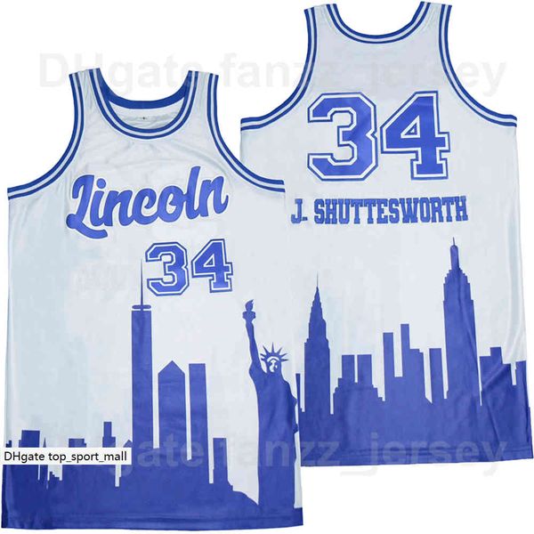 

movie basketball lincoln 34 jesus shuttlesworth jersey men uconn connecticut huskies hip hop team color white breathable pure cotton hiphop, Black