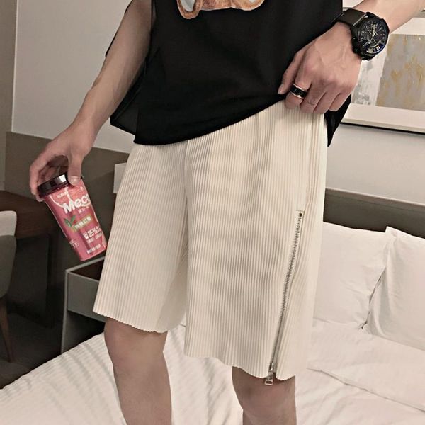 

men's shorts pure color casual men and women the same fashion trend loose straight sports fitness finale zipper 5-point pants 2021, White;black