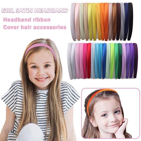 

hair accessories 10mm handmade kids headwear diy fashion solid color girl casual party simple elegant non-slip ladies headband, Slivery;white