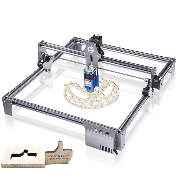 Stampanti SCULPFUN S6 Pro 60W Macchina per incisione laser ad effetto ad alta precisione Taglierina per incisore in legno acrilico 410x420mm Carving Erea