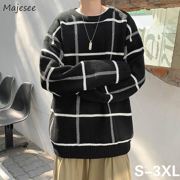 

men's sweaters men pullovers plus size 3xl winter patchwork loose knitted male casual warm simple students ulzzang all-match trendy, White;black