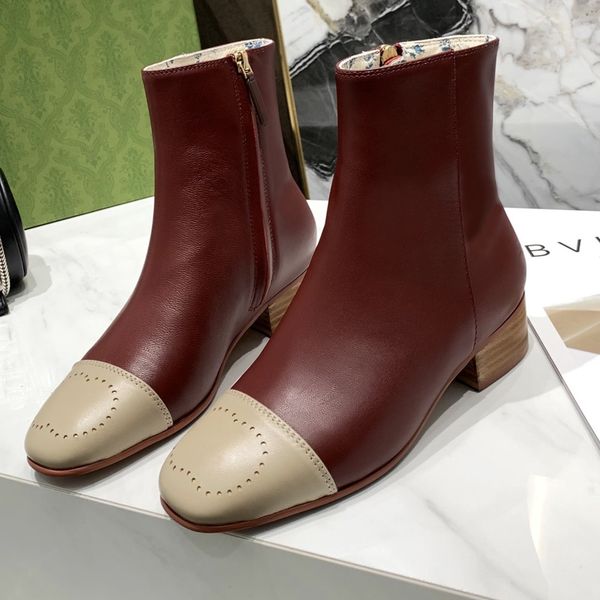

2021 women's leather martin boots brand luxury short boot designer boots outdoor snow boot autumn and winter shoes 35-40, Black