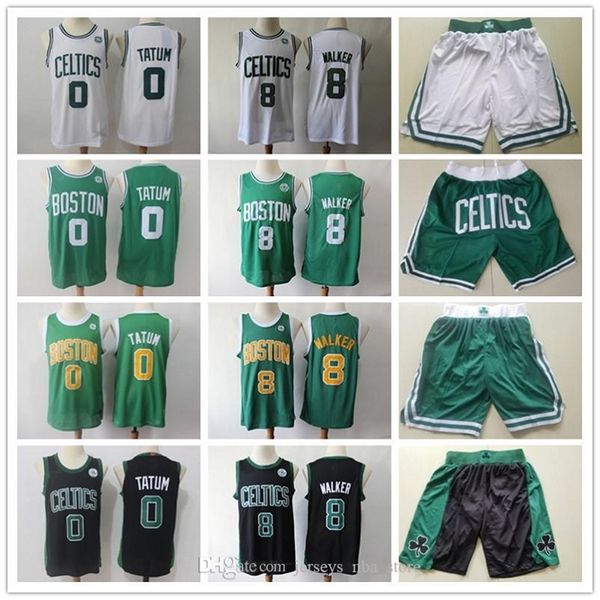 

mens boston\rceltics\rthrowback jersey kemba 8 walker jayson 0 tatum basketball shorts basketball jersey green white black