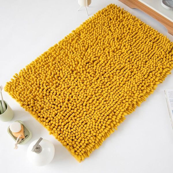 

carpets solid color bathroom mat bath chenille water absorption bathtub washbasin floor non-slip toilet rug plush foot