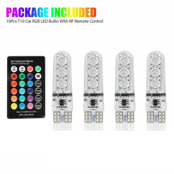 

interior&external lights 4pcs t10 rgb led bulbs w/rf 6smd dome light door