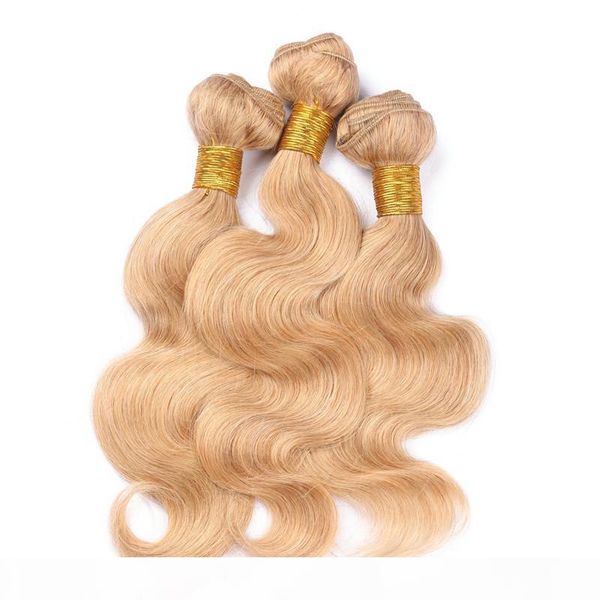 

virgin brazilian strawberry blonde human hair bundles 3pcs body wave #27 honey blonde human hair weaves extensions tangle free, Black