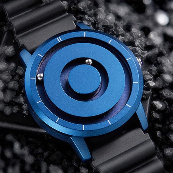 

wristwatches creative watch men eutour blue rose gold black sliver magnetic ball metal multinational men's rubber sports male clock, Slivery;brown