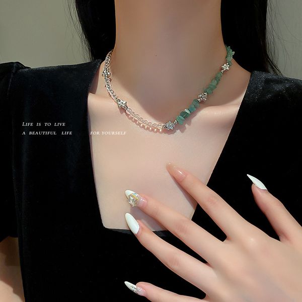 

necklace luxury designer chain irregular crystal flower fashionable personality fashion summer neck clavicle exquisite design net red, Silver