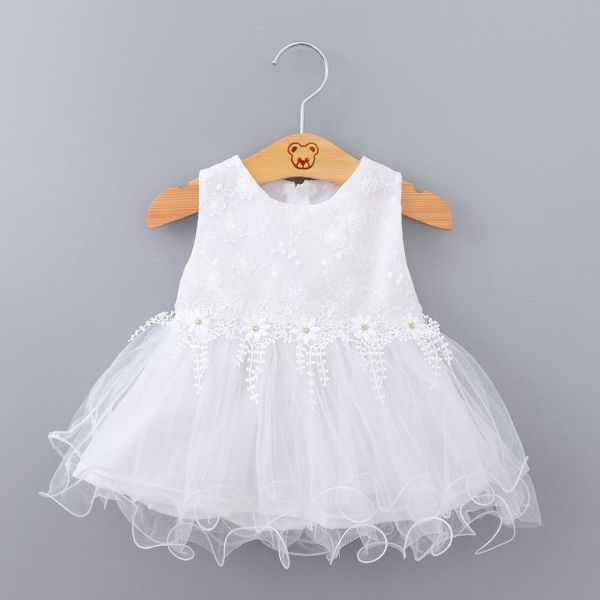 

2021 baby girls sweet lace formal dress kids sleeveless flower dance party dress mesh princess tutu 0-4years, Red;yellow