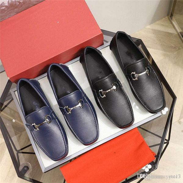 

2020 luxury men's genuine leather shoes 38-46 designer head leather soft anti-slip rubber loafers shoes man casual real leather shoes, Black