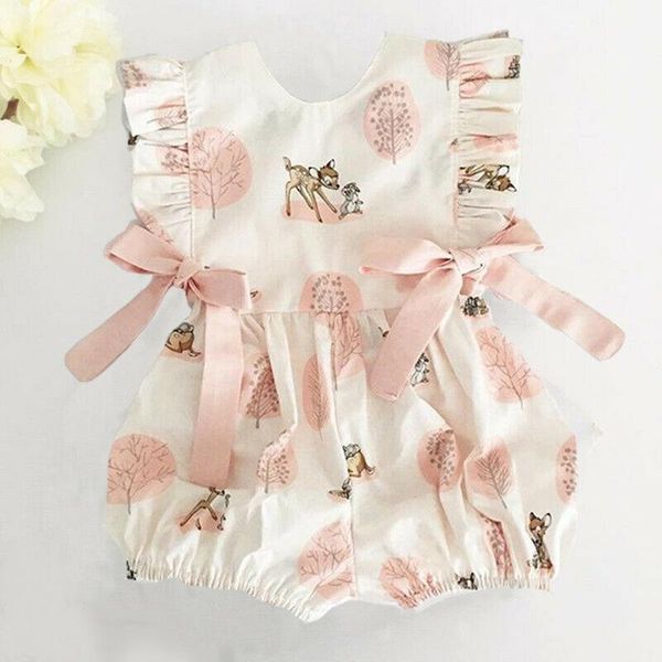 

jumpsuits baby girls romper born clothes infant girl boy bow cartoon deer jumpsuit outfits clothing, Blue