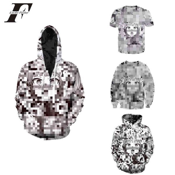 

3d ahegao hoodie sweatshirt hooded men women shy girl face cosplay sweatshirts anime streetwear harajuku oversized coat cloth, Black