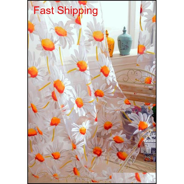 

new white orange 1*2.5m sunflower voile window panel sheer tulle drapes decorative curtains for living room bed jllzay mywjqq