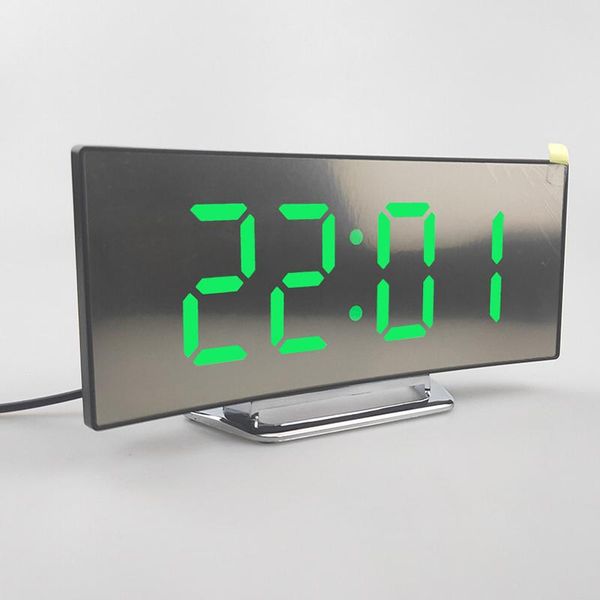 

display alarm clock mirror time snooze quiet bedroom decoration noiseless
