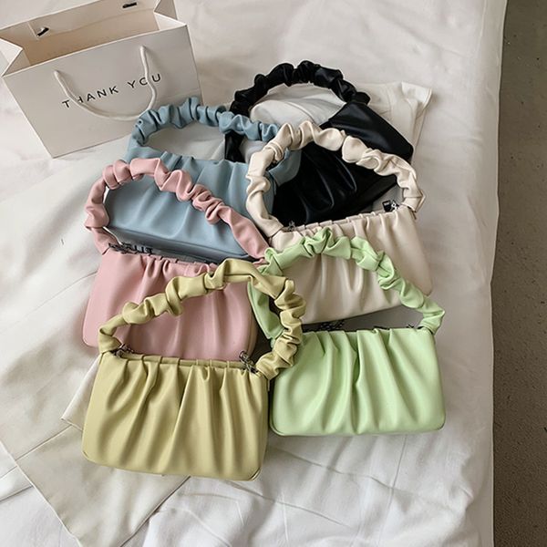 

handbag pleated bag women's 2021 summer fashion one shoulder messenger chain net red ins portable small square