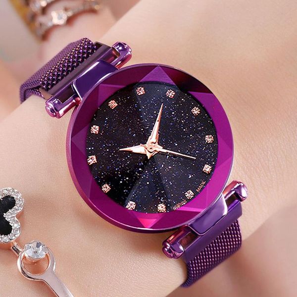 

wristwatches magnetic starry sky women watches ladies fashion diamond female quartz relogio feminino zegarek damski drop, Slivery;brown