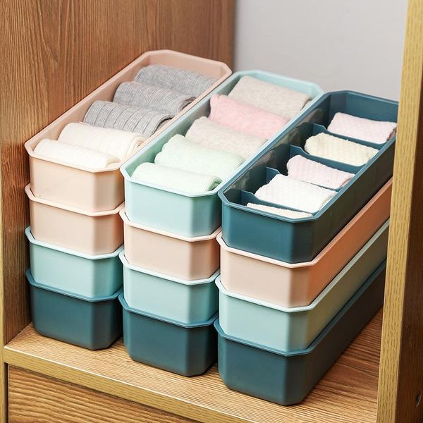 

5 grids multi-purpose stacked underwear socks storage box portable drawer divider closet bra ties organizer home bedroom