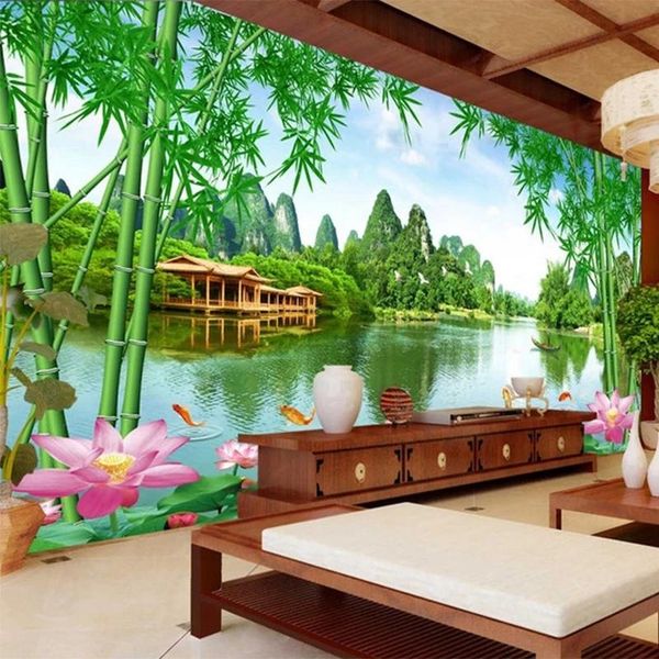 

wallpapers 3d customized wallpaper green scenery murals for living room beautiful