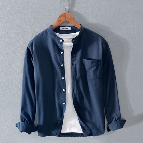 

2021 new summer stand collar oxford cotton brand long-sleeved shirts for men casual fashion shirt mens comfortable camiseta 9bfl, White;black