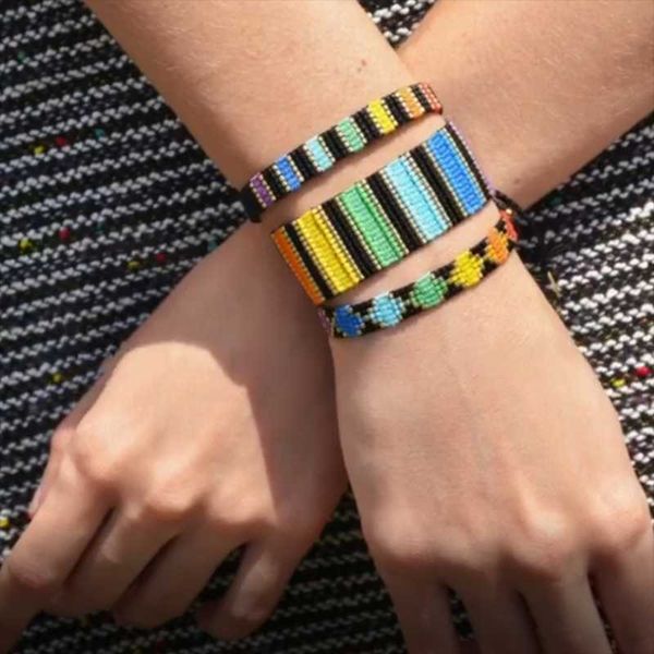 

charm bracelets go2boho miyuki rainbow bracelet for girl jewelry boho handmade beaded woven pulsera adjustable black wrap women, Golden;silver