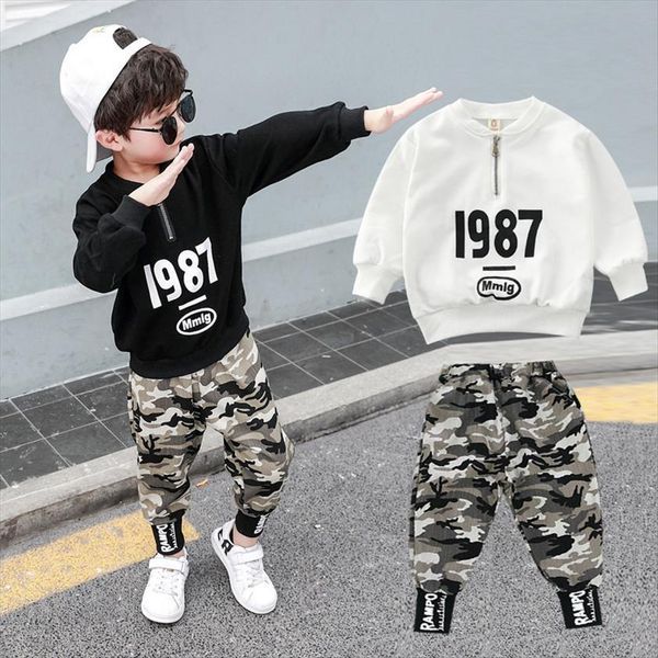 

2pc kids big boys military clothes clothing sets young boy trousers outfits suits children camouflage tracksuits for 3 12t, White