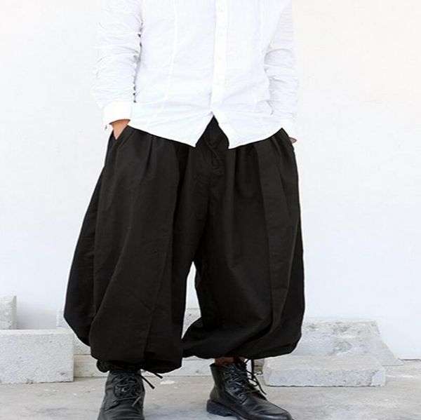 

united europe the states spring and autumn large size low grade lantern black loose elastic waist casual men's trousers27-40