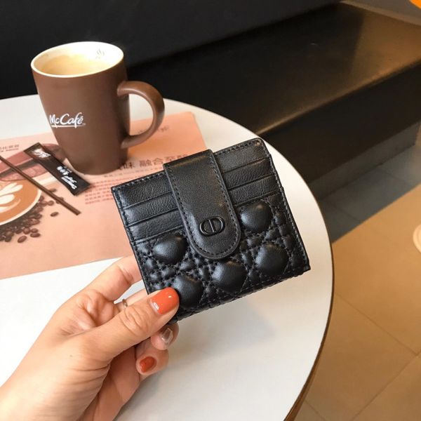 

2021 new coin small card women wallet leather ladies short holder simple buckle embroidered tide purse uudww