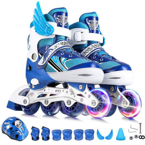 

children's adjustable skates a full set of single flash ice skate shoes for boys and girls inline skates for beginners