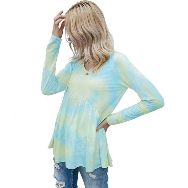 

2021 new autumn winter tie dye harajuku long sleeve t for women v-neck plus size fashions t-shirt vintage tee shirt femme 6r4i, White