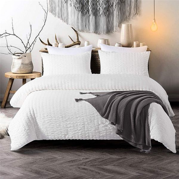 Massives grau-weißes Bettbezug-Set, luxuriöses Einzel- und Doppelbett-Bettwäsche-Set, Twin-Voll-Queen-King-Size-Bettwäsche für Kinder und Erwachsene, C0223