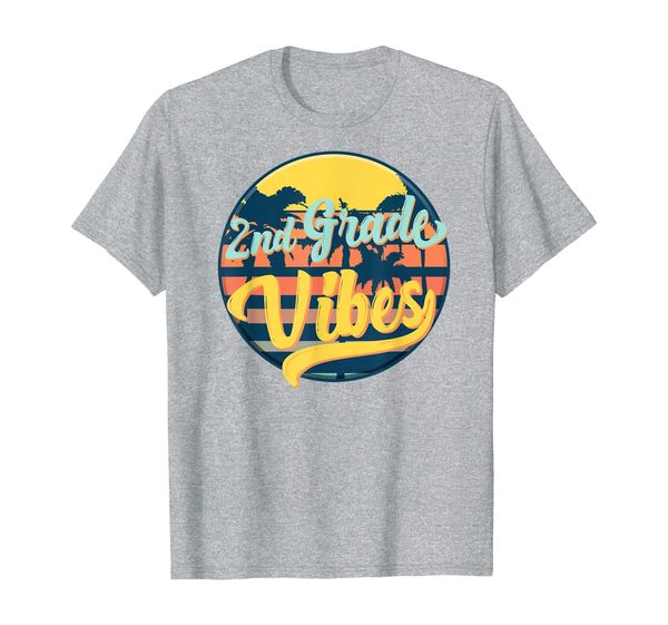 

second grade vibes team 2nd grade teacher or student retro t-shirt, White;black
