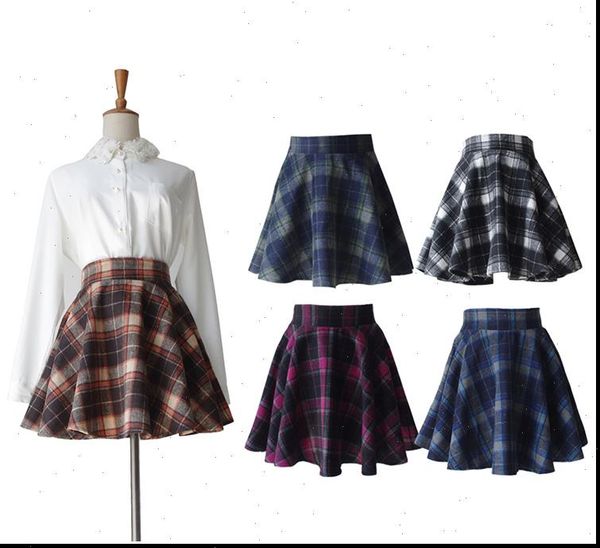 

autumn winter preppy style retro harajuku big size high waisted umbrella skirt gray a shaped fashion mini short skirt s 2xl new, Black