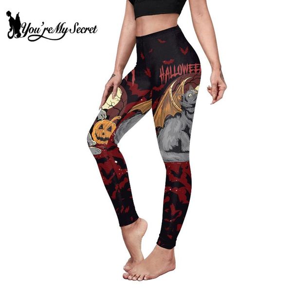 

women's leggings [you're my secret] arrival halloween for women fitness black pumpkin printed slim workout