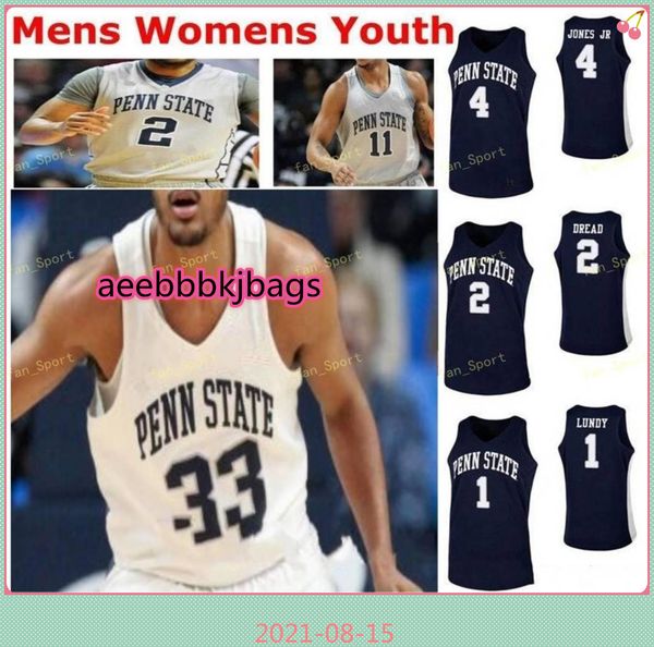 

ncaa college penn state nittany lions basketball jersey 15 buttrick 2 myles dread 20 taylor nussbaum 21 john harrar custom stitched, Black