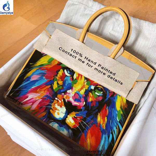 

handle bags graffiti hand drawing tiger handbags genuine leather women messenger bag female shoulder bag luxury classic bags, Black;red