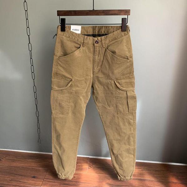 

men's pants 2021 spring autumn cargo mens casual multi pockets large size harem men long solid color trousers w539, Black