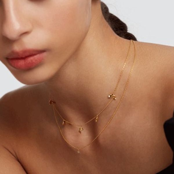 

925 sterling silver gold plated fashion jewelry 2021 spring new wreath flower leaves shaped layer necklace for valentine's day q0531
